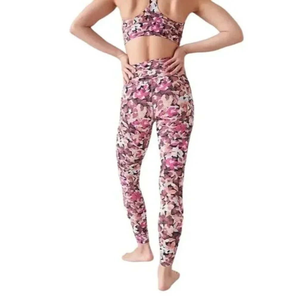Athleta Transcend Stash Tight size XXS Elysian Floral Pink - Picture 3 of 5